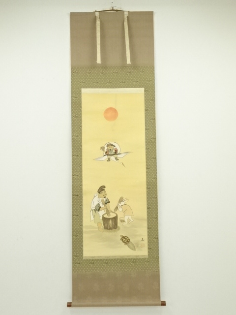 JAPANESE HANGING SCROLL / HAND PAINTED / EBISU & DAIKOKU GODS